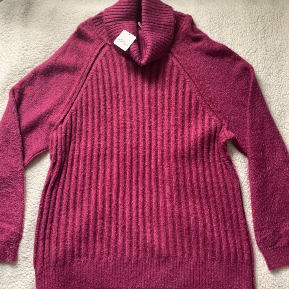 Free People Rich Berry Cowl Neck Sweater